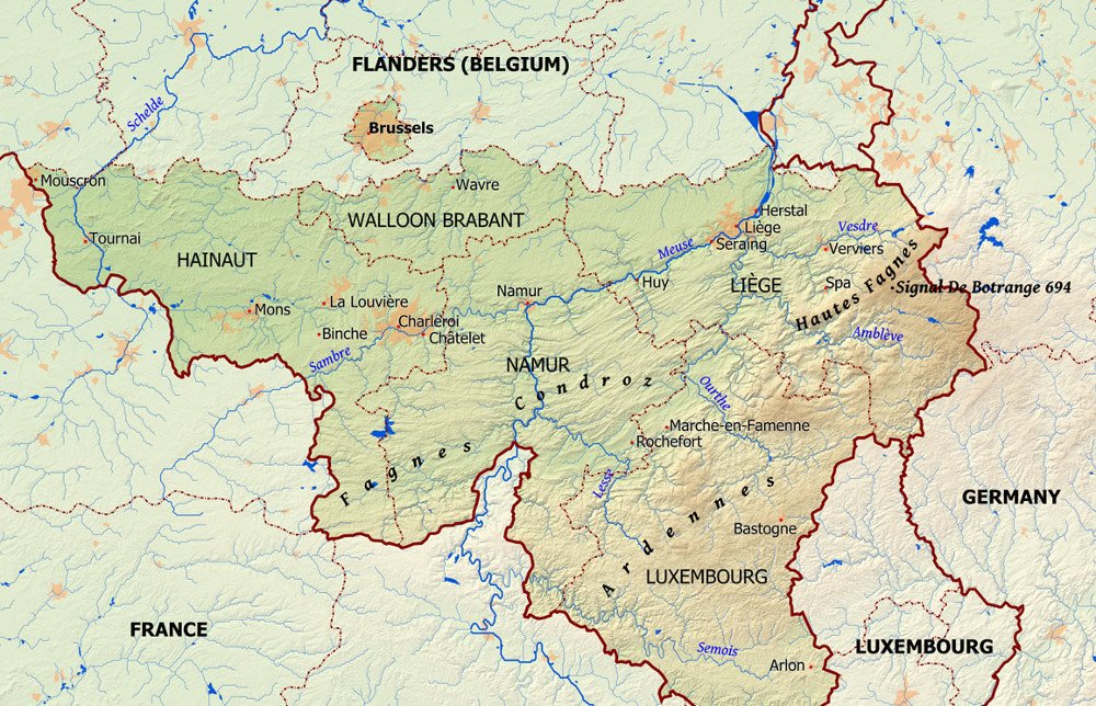 A Botrange helyzete Vallóniában