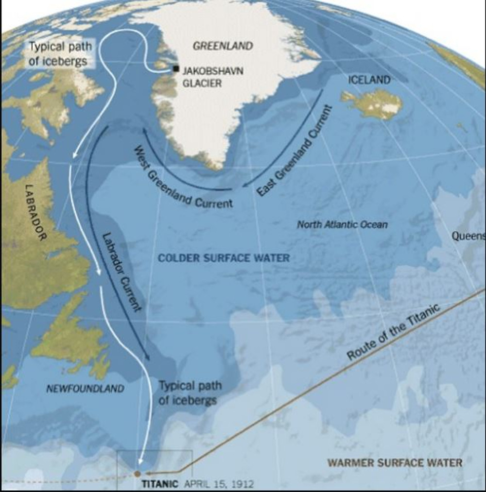 A jéghegy útja Grönlandtól a Titanicig